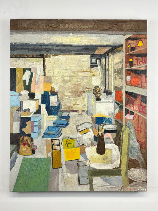 Basement of my Childhood. Oil on Canvas. 24" x 30". John Kline Artwork Painting