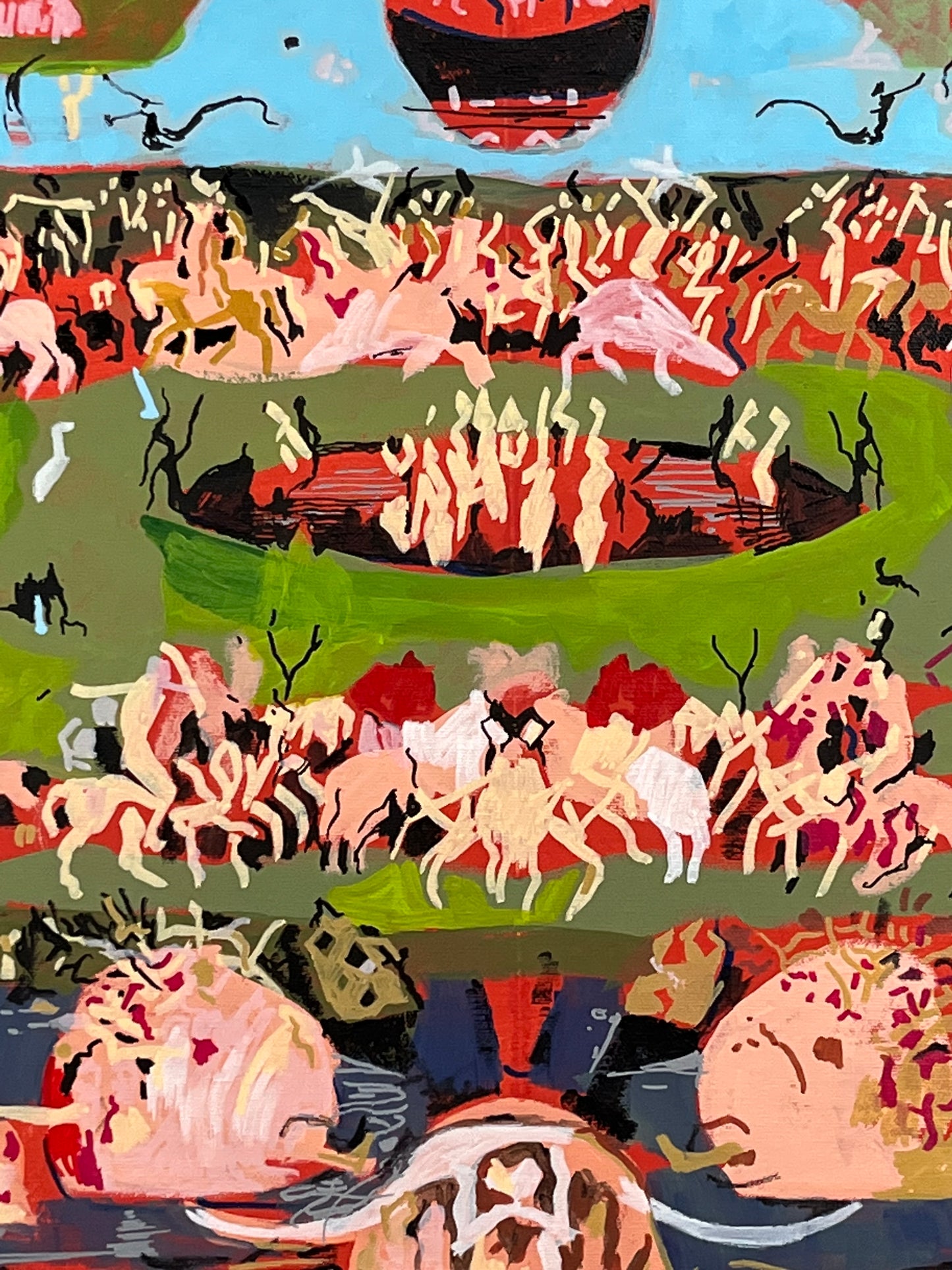 The Garden of Earthly Delights (after Bosch). Acrylic and Oil Markers on Canvas. 24" x 36". John Kline Artwork
