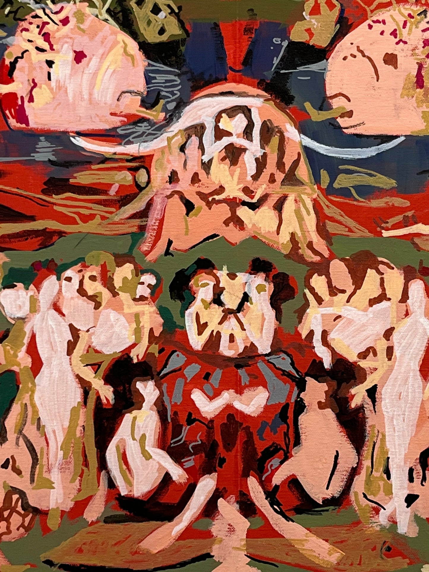 The Garden of Earthly Delights (after Bosch). Acrylic and Oil Markers on Canvas. 24" x 36". John Kline Artwork