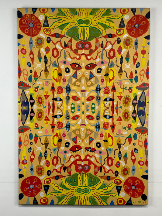 Love and Departure. Acrylic and Oil Markers on Canvas. 24" x 36". John Kline Artwork