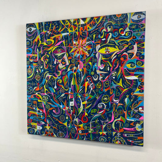 (SOLD) Only You Remain. Enamel and Oil Markers on Canvas. 20" x 20". John Kline Artwork. Abstract Painting,