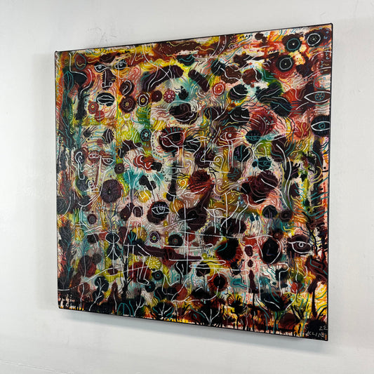 Last Goodbye. Alcohol ink and Oil Markers on Canvas. 20" x 20". John Kline Artwork