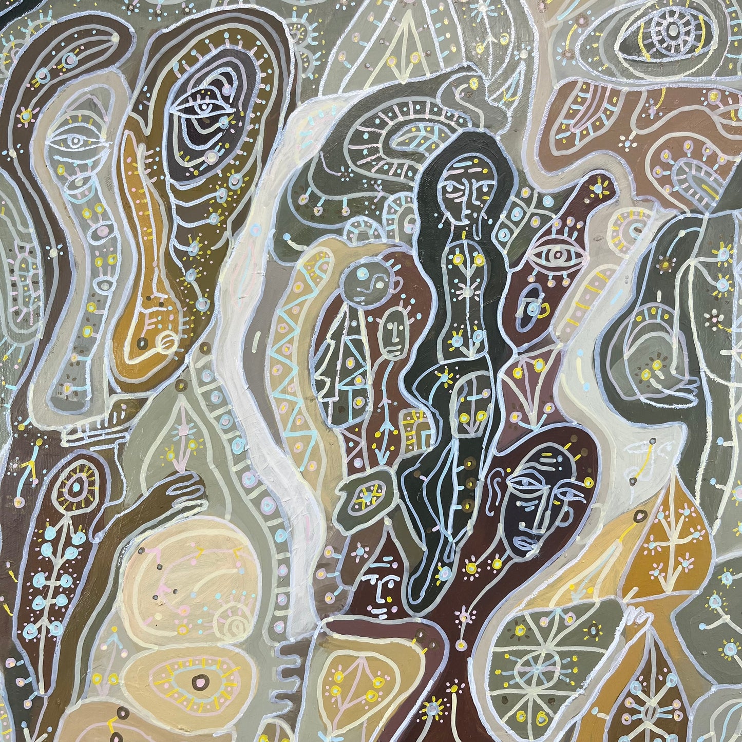 Weightless Waiting. Oil on Canvas. 36" x 36" x 1.5". John Kline Artwork. Modern Abstract Painting. Organic. Earth Tones