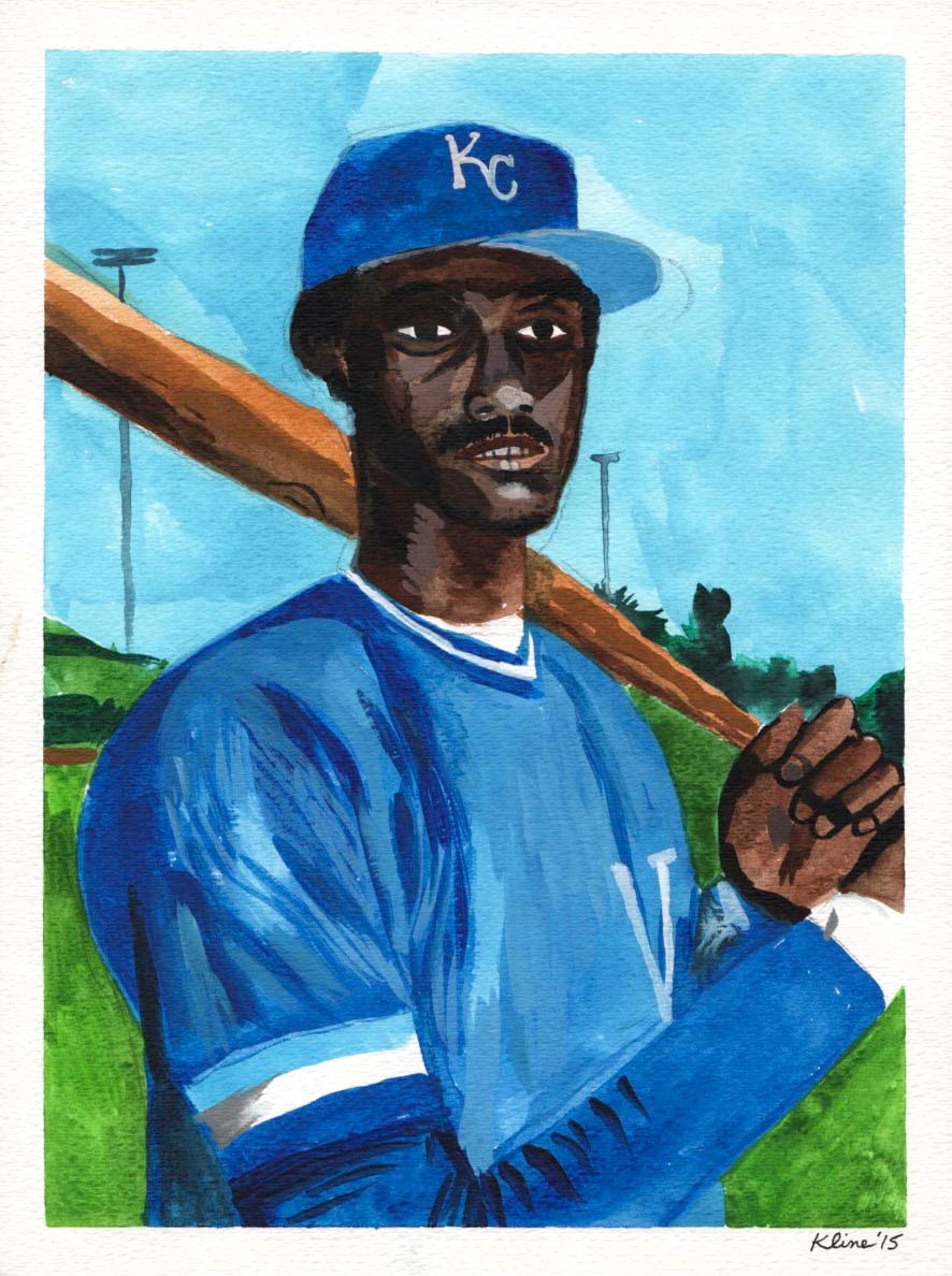 Hank Aaron. Milwaukee Braves. Watercolor and Gouache on Paper. 9