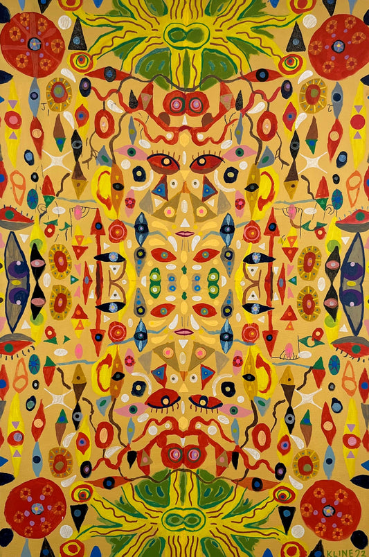 Love and Departure. Acrylic and Oil Markers on Canvas. 24" x 36". John Kline Artwork