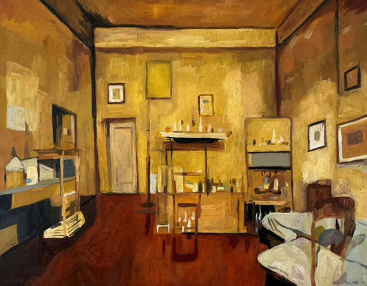 Giorgio Morandi's Artist Studio. Oil on Canvas. 28"x 22". John Kline Artwork. Interior Painting