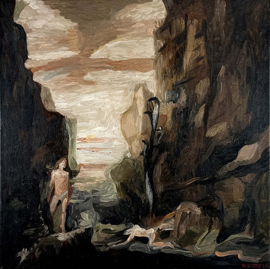 Painting of Gustave Moreau's Hercules and the Hydra Lernaean. Oil on Canvas. 24" x 24". John Kline Artwork. Kansas City Artist.
