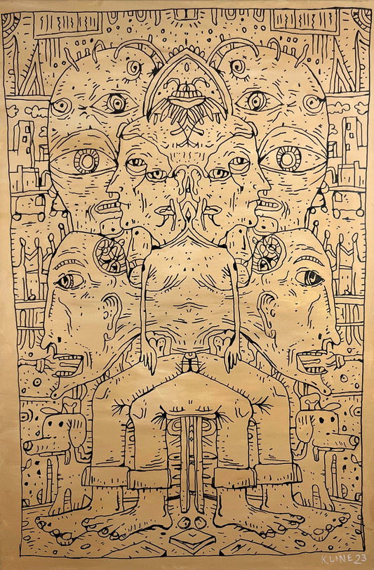 My Patient Will. Acrylic and Oil Markers on Canvas. 24" x 36". John Kline Artwork. modern painting