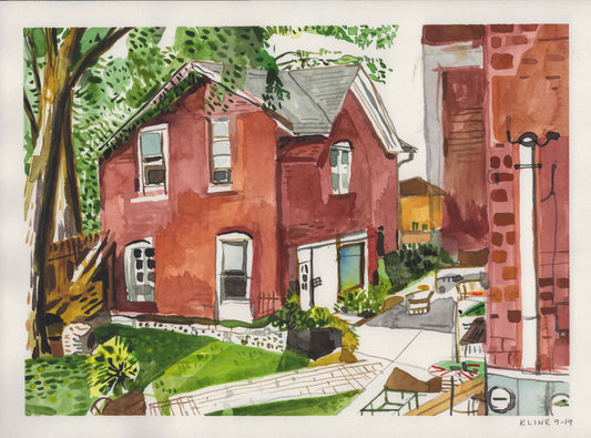 My Neighbor's Guesthouse. Watercolor on paper. 9" x 12"