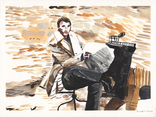 Portrait of Robert Rauschenberg. Watercolor on Paper. 9" x 12"