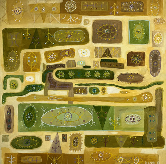 Seraphim in Tears. Oil on Canvas. 24"x 24" x .75". John Kline Artwork. earth tones painting expressionist