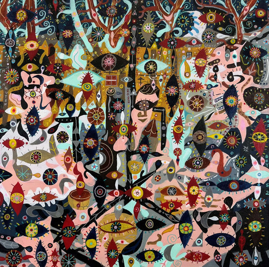 Summer 2022 with Friends. Acrylic on Canvas. 20" x 20". John Kline Artwork