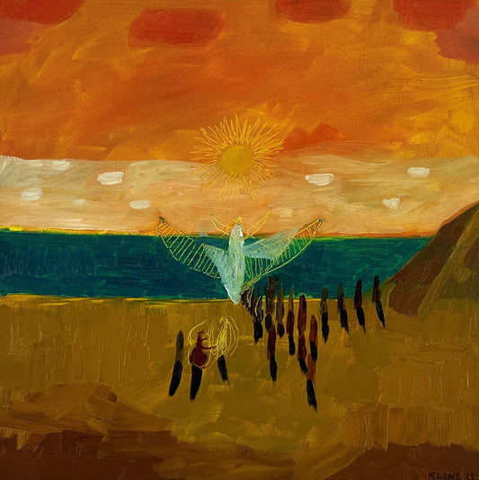 The Celestial Pilot. Oil on Canvas. 12" x 12". John Kline Artwork. Small Painting