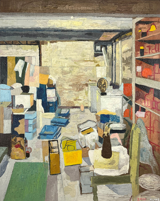 Basement of my Childhood. Oil on Canvas. 24" x 30". John Kline Artwork Painting