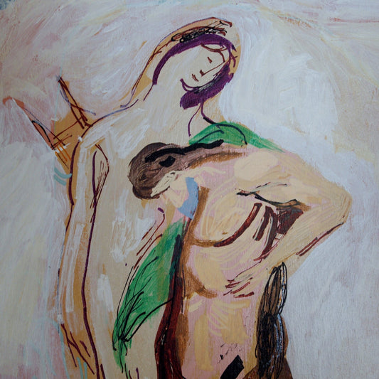 Dead Poet Borne by Centaur. Acrylic on Wood. 16" x 16" x 1". Gustave Moreau Painting