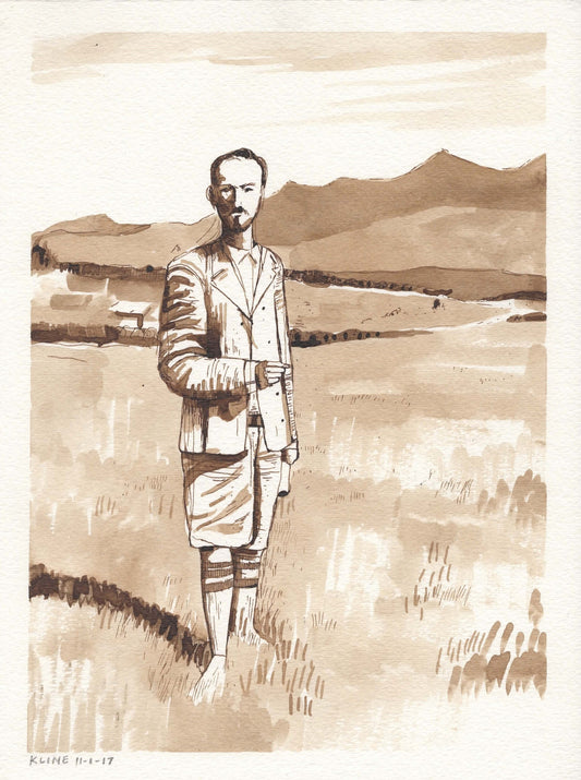 Portrait of Wassily Kandinsky. Ink Wash on Paper. 9" x 12"