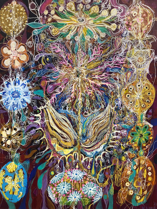 The Age of Aquarius. Acrylic and oil on canvas. 16” x 20”. Painting. Organic. Original. Modern. Contemporary. John Kline. Home. Wall. Art.