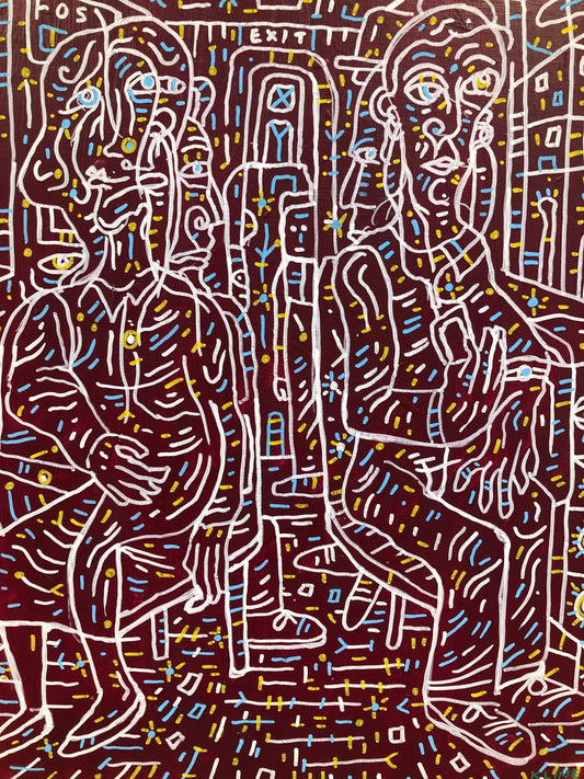 Riding the El. Acrylic on wood. 16” x 20”