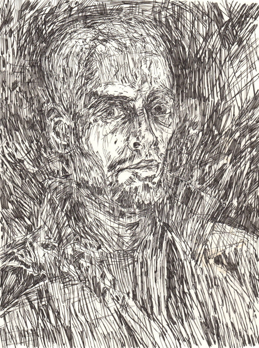 Self-Portrait. Ink on Bristol Board. 9.5" x 12.5". Drawing. Black and White