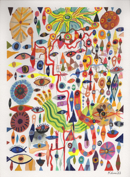 Sleep and Poetry. Original Watercolor on Paper. 9" x 12". abstract. modern. contemporary. art. painting. John Kline. artist. colorful. ink.