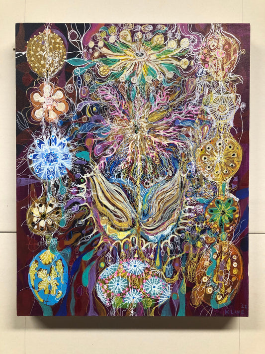 The Age of Aquarius. Acrylic and oil on canvas. 16” x 20”. Painting. Organic. Original. Modern. Contemporary. John Kline. Home. Wall. Art.