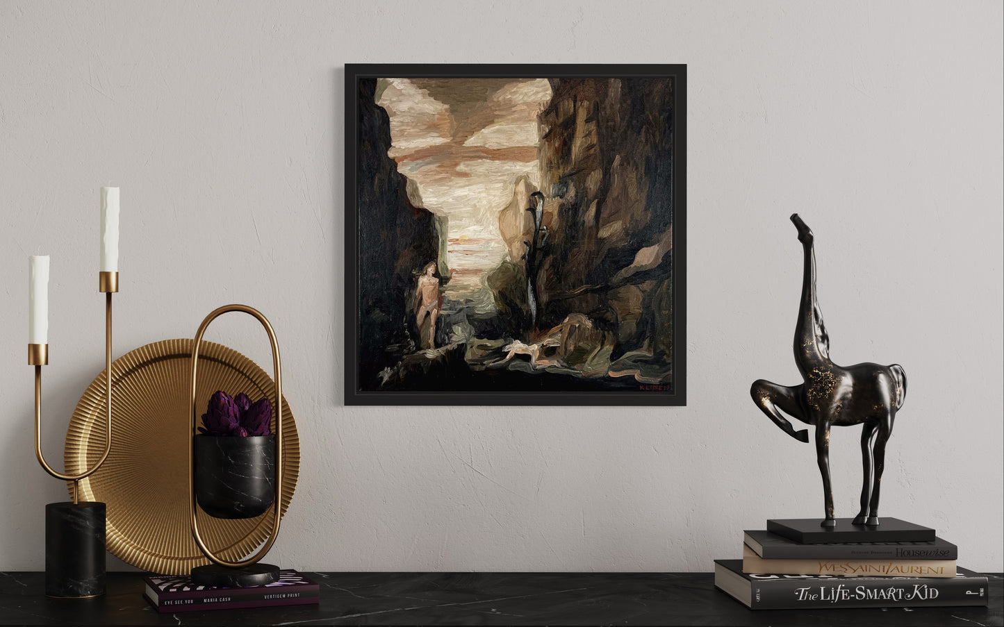 Painting of Gustave Moreau's Hercules and the Hydra Lernaean. Oil on Canvas. 24" x 24". John Kline Artwork. Kansas City Artist.