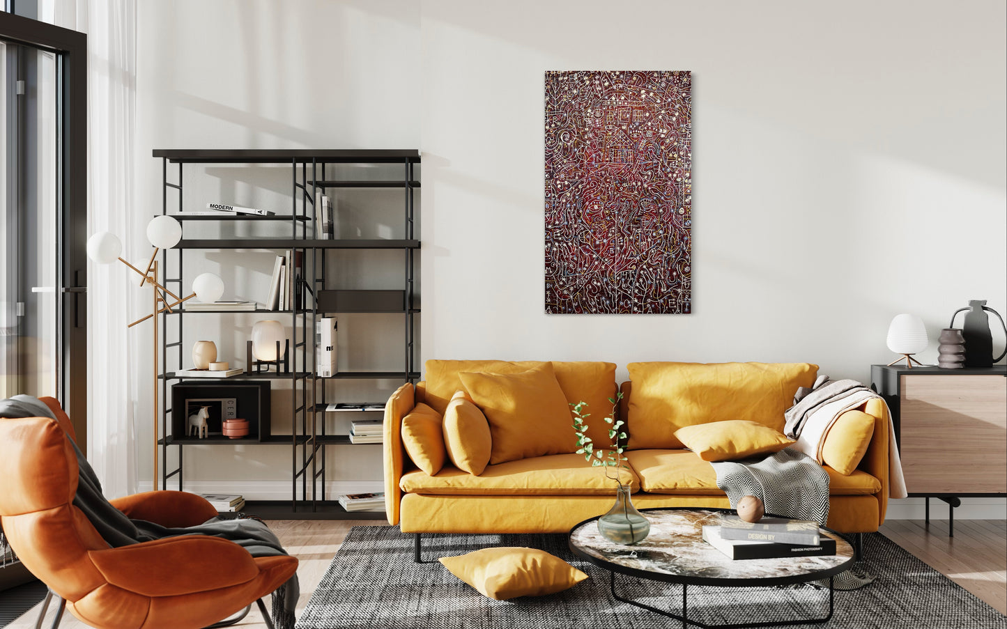 If I Could Go Back to One Night. Acrylic and Oil Markers on Linen. 30" x 50". John Kline Artwork. Kansas City Abstract Artist.