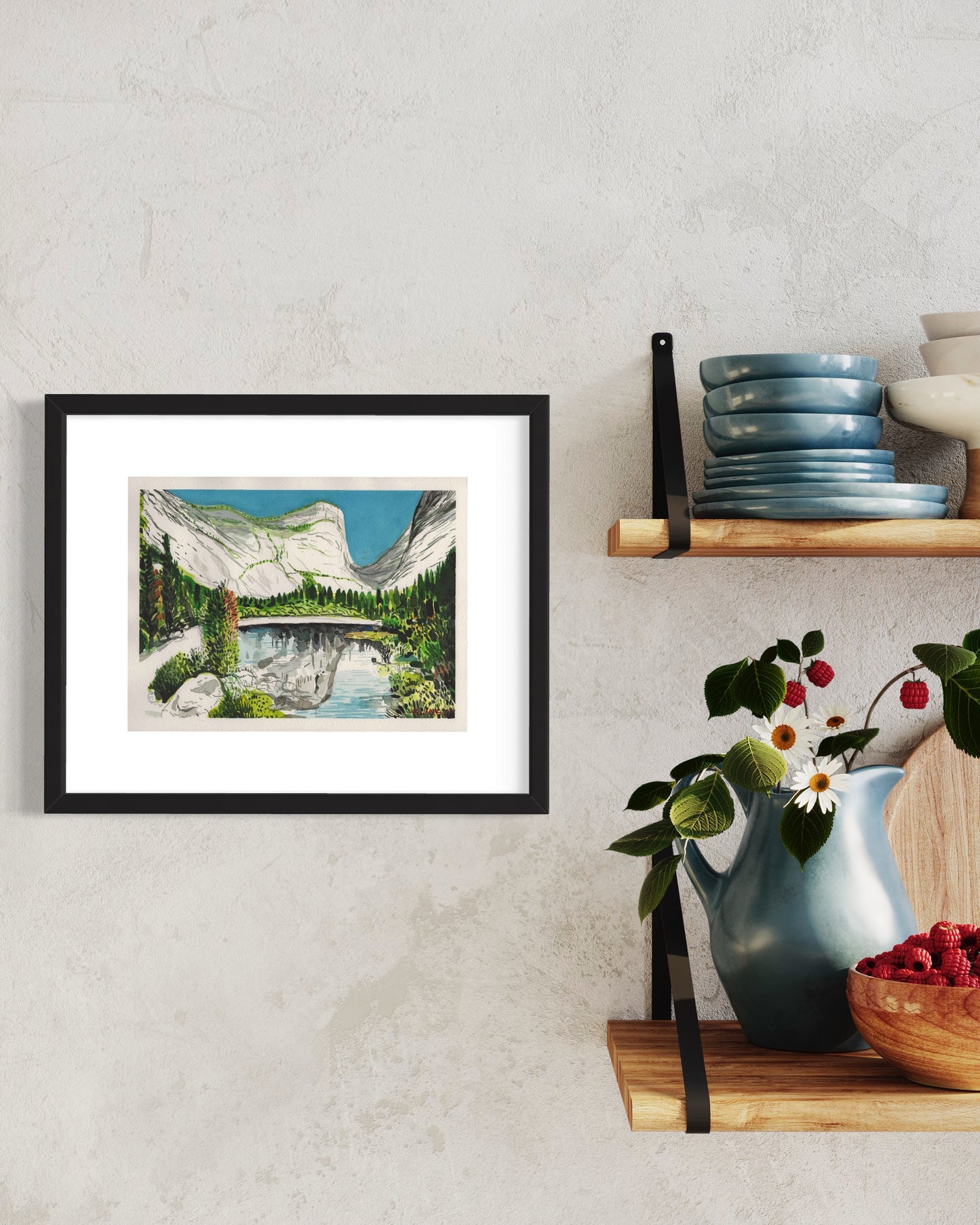 Yosemite National Park. Original Watercolor on Paper. 9" x 12". landscape. mountains. California. lake. small painting. affordable. home.