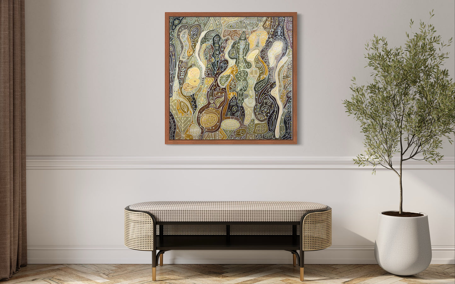 Weightless Waiting. Oil on Canvas. 36" x 36" x 1.5". John Kline Artwork. Modern Abstract Painting. Organic. Earth Tones