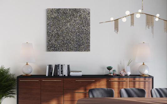 Forgotten Melodies. Enamel and Oil Markers on Canvas. 40" x 40" x 1.5". John Kline Artwork. Expressionist Painting Modern