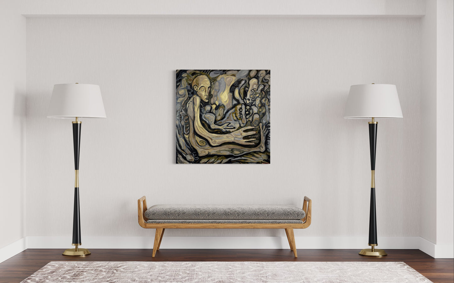 She Made Me. Oil on Canvas. 36"x 36"x 1.5". John Kline Artwork. Expressionist Painting Organic