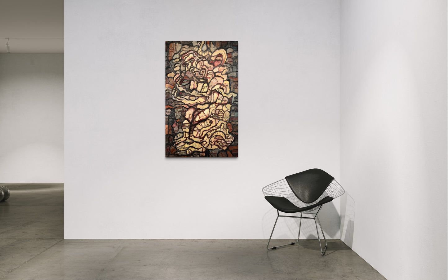 Self-Portrait in the Asylum. Oil on Canvas. 30"x 48" x 1.5". John Kline Artwork. Large Abstract Painting