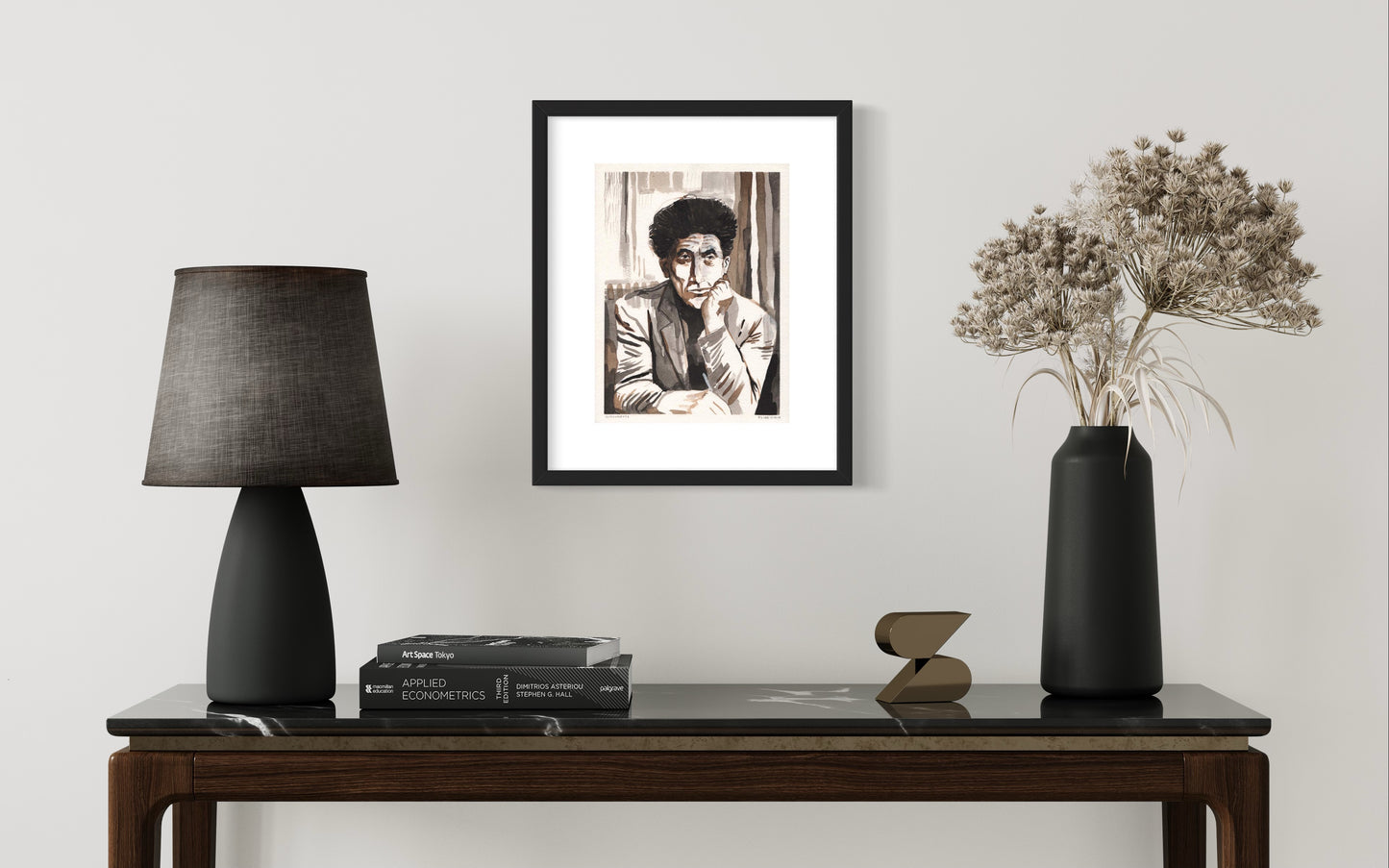 Alberto Giacometti. Original Ink Wash Painting. 9" x 12"