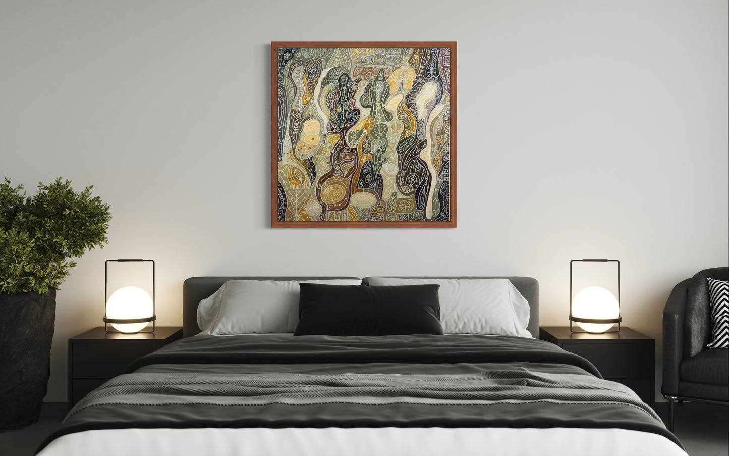 Weightless Waiting. Oil on Canvas. 36" x 36" x 1.5". John Kline Artwork. Modern Abstract Painting. Organic. Earth Tones