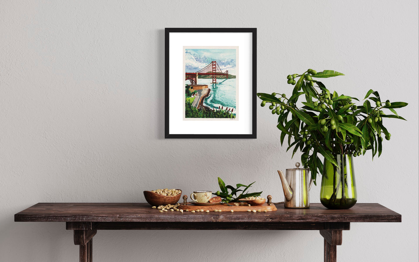 Golden Gate Bridge, San Francisco. Original Watercolor Painting. 9" x 12". California. Bay area. Oakland. Marin County. small. landscape.