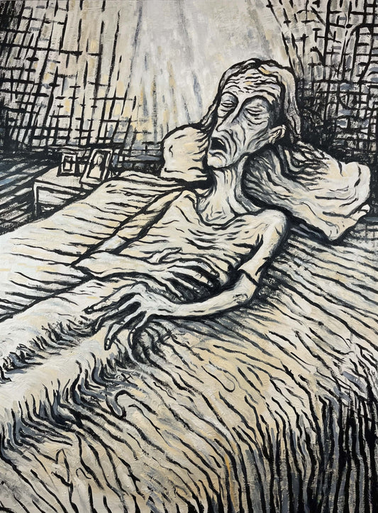 Last Goodbye. Oil on Canvas. 36" x 48". John Kline Artwork. Black White Expressionist large modern painting