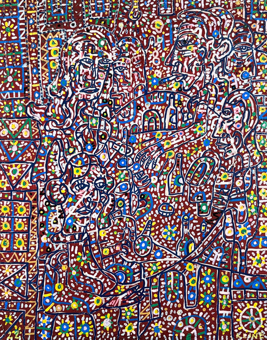 I Used to be Shy. Oil and Oil Markers on Canvas. 16" x 20". John Kline Artwork