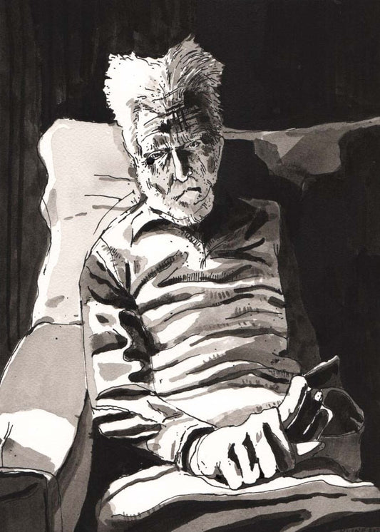 Ezra Pound. Ink Wash on Paper. 9" x 12"