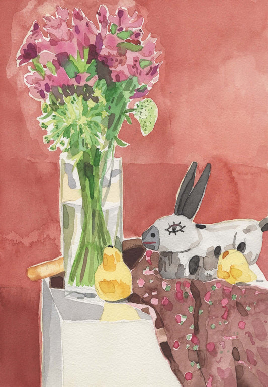 Still-Life with Flowers. Watercolor. 9" x 12". John Kline Artwork