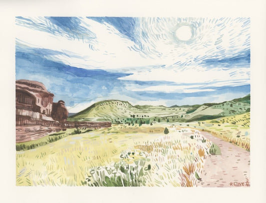 Trading Post Loop, Red Rocks Park, Colorado. Watercolor. 10" x 8". John Kline Artwork