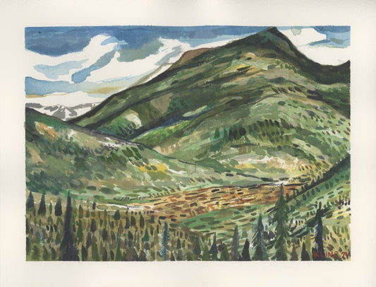 Silverton, Colorado, Million Dollar Highway, Colorado. Watercolor. 10" x 8". John Kline Artwork