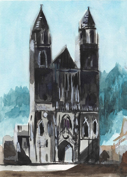 Church. Watercolor on Paper. 8" x 11"